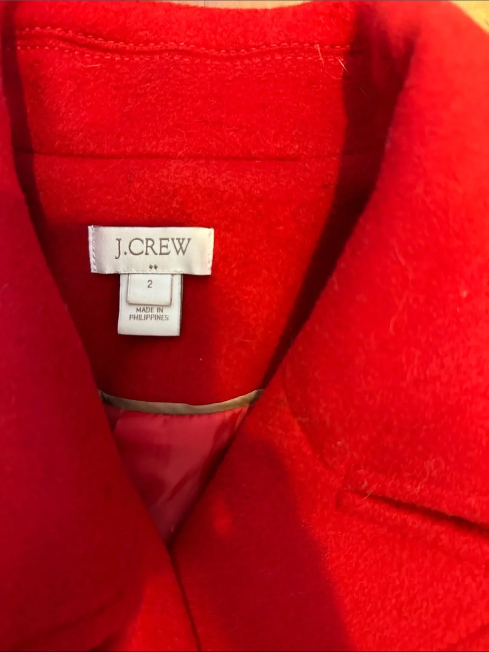 J. Crew Red Double-Breasted Peacoat with Gold Buttons